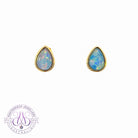 Gold plated Silver pair of earrings teardrop 8x5mm Opal triplet studs - Masterpiece Jewellery Opal & Gems Sydney Australia | Online Shop