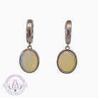 Sterling Silver dangling White Opal 10x8mm pair of Huggies - Masterpiece Jewellery Opal & Gems Sydney Australia | Online Shop