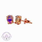 Rose Gold Sterling Silver 6x4mm Light Opal studs claw set - Masterpiece Jewellery Opal & Gems Sydney Australia | Online Shop