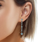 18kt Yellow Gold Long Drop style earrings Blue Topaz - Masterpiece Jewellery Opal & Gems Sydney Australia | Online Shop