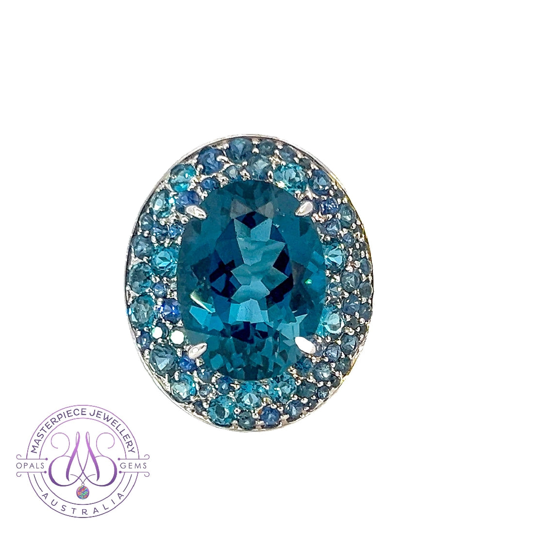 18kt White Gold Dress ring Multi Topaz and Sapphire - Masterpiece Jewellery Opal & Gems Sydney Australia | Online Shop