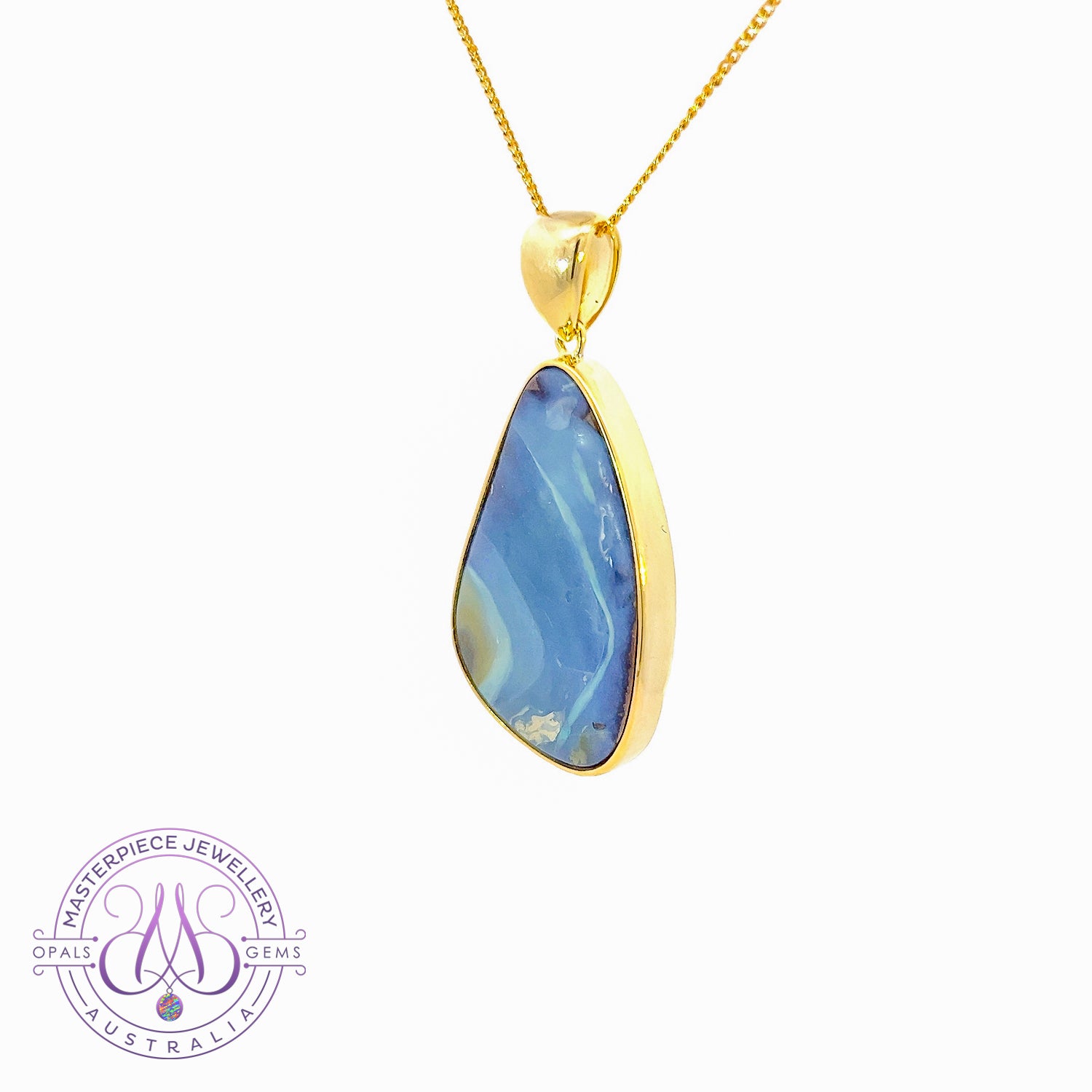 Gold Plated Sterling Silver Boulder Opal 42.89ct pendant - Masterpiece Jewellery Opal & Gems Sydney Australia | Online Shop