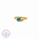 18kt Yellow Gold ring cross over 0.6ct Black Opal - Masterpiece Jewellery Opal & Gems Sydney Australia | Online Shop