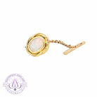 18kt Yellow gold White Opal 9x7mm bezel set tie pin - Masterpiece Jewellery Opal & Gems Sydney Australia | Online Shop