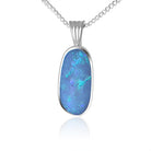 18kt White Gold classic bezel set Black Opal 5.4ct pendant - Masterpiece Jewellery Opal & Gems Sydney Australia | Online Shop