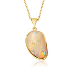 18kt Yellow Gold Freeform shape White Opal 4.88ct pendant - Masterpiece Jewellery Opal & Gems Sydney Australia | Online Shop