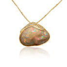 18kt Yellow Gold Shell White Opal 34.79ct and Diamond pendant enhancer and Brooch - Masterpiece Jewellery Opal & Gems Sydney Australia | Online Shop