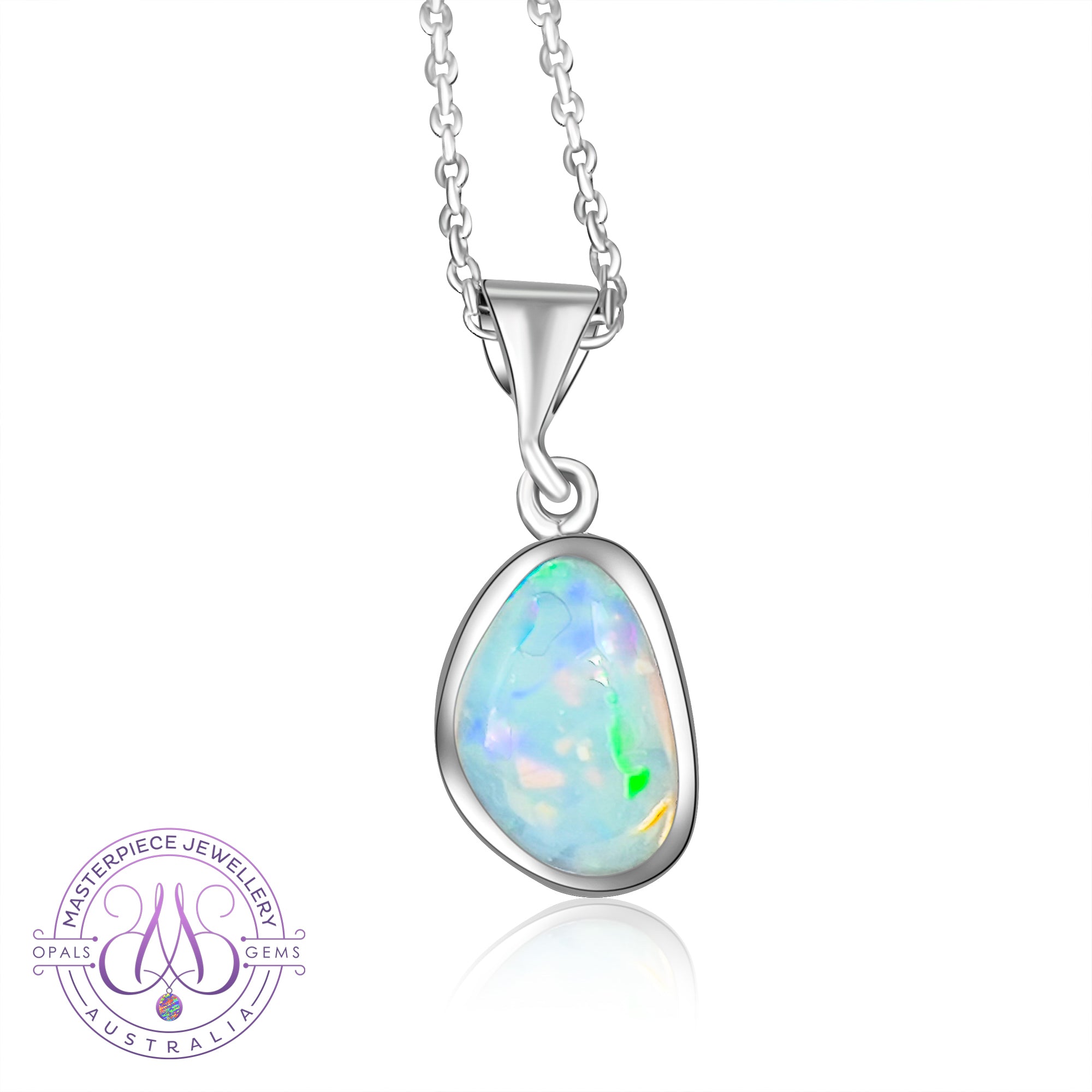 18kt White Gold Black Opal 1.1ct Pendant - Masterpiece Jewellery Opal & Gems Sydney Australia | Online Shop