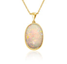 18kt Yellow Gold classic Oval White Opal 6.98ct bezel set pendant - Masterpiece Jewellery Opal & Gems Sydney Australia | Online Shop