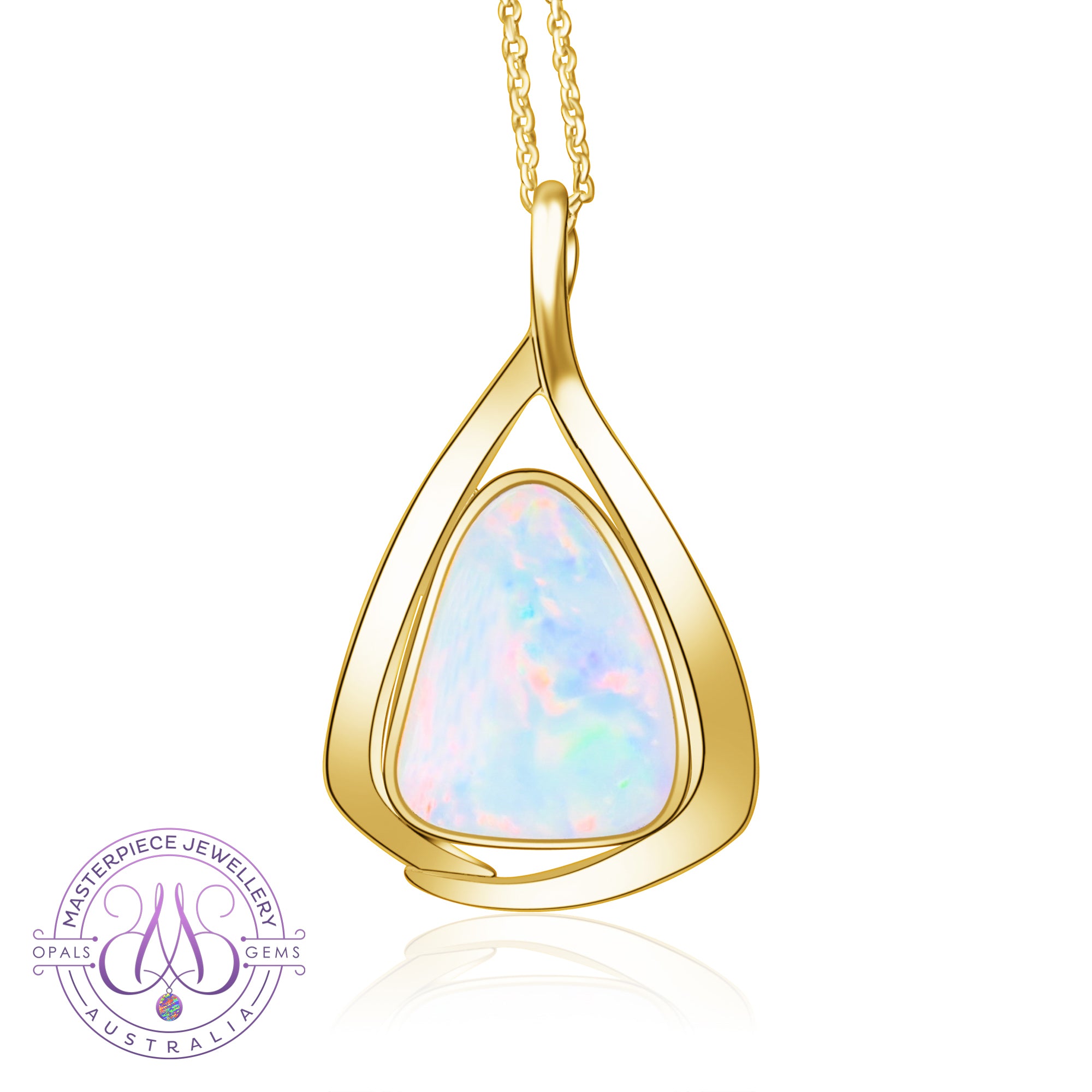 18kt Yellow Gold White Opal 4.5ct pendant - Masterpiece Jewellery Opal & Gems Sydney Australia | Online Shop