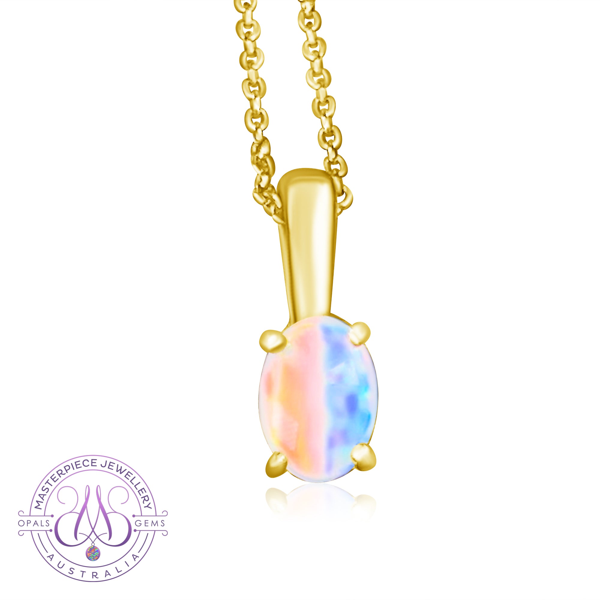 18kt Yellow Gold 7x5mm Fire Opal pendant - Masterpiece Jewellery Opal & Gems Sydney Australia | Online Shop