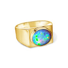 9kt Yellow Gold signet ring with one Black Crystal 2.93ct - Masterpiece Jewellery Opal & Gems Sydney Australia | Online Shop