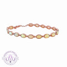 Sterling Silver Rose Gold plated 6x4mm White Opal bezel set bracelet - Masterpiece Jewellery Opal & Gems Sydney Australia | Online Shop