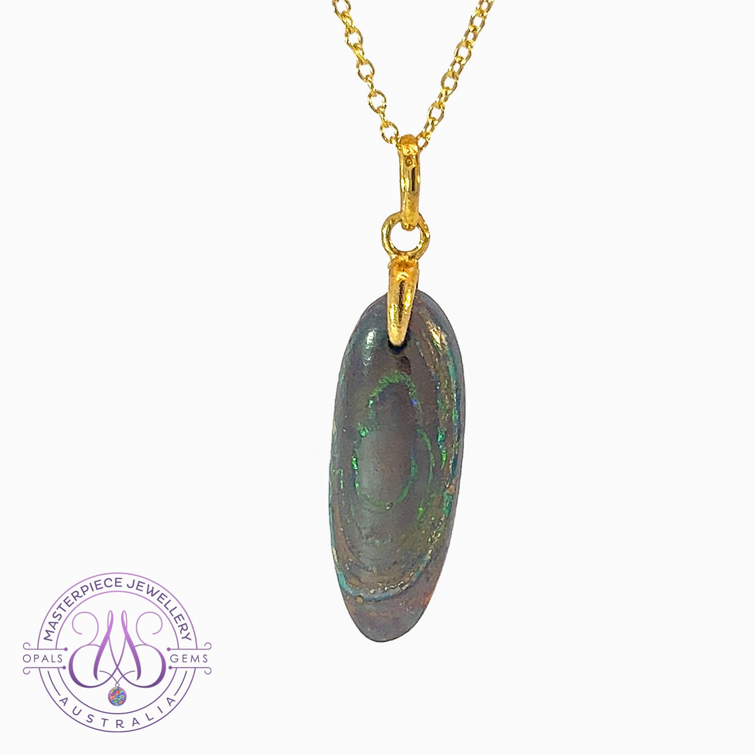 Sterling Silver Gold plate Boulder Matrix Opal pendant - Masterpiece Jewellery Opal & Gems Sydney Australia | Online Shop