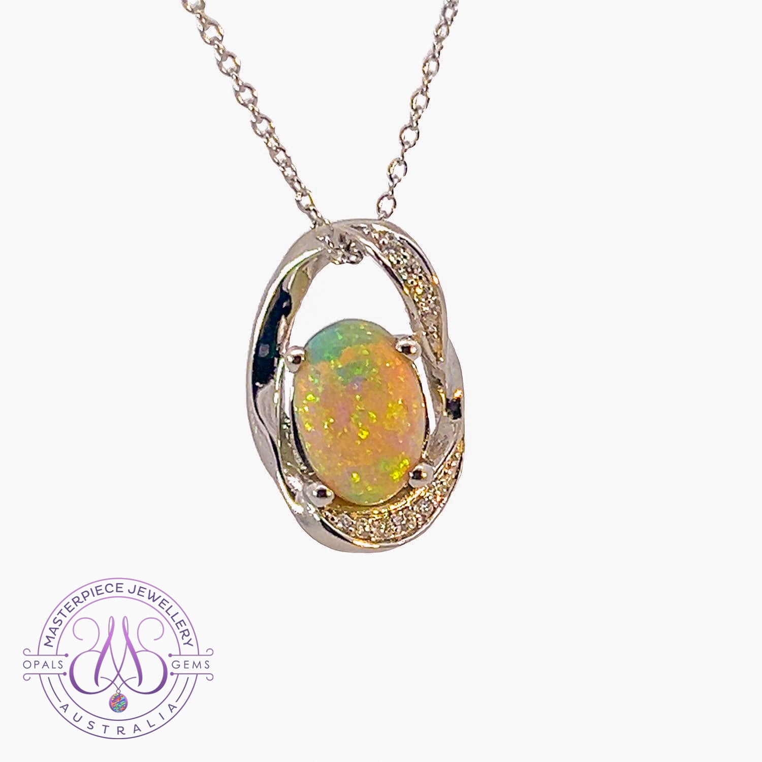 Platinum Pendant with 1.77ct Black Opal and 10 Diamonds - Masterpiece Jewellery Opal & Gems Sydney Australia | Online Shop