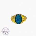 Gold plated Sterling Silver 14x10mm Opal triplet stepped design gents ring - Masterpiece Jewellery Opal & Gems Sydney Australia | Online Shop