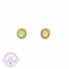 9kt Yellow Gold cluster earrings set with Light Opals and Diamonds - Masterpiece Jewellery Opal & Gems Sydney Australia | Online Shop