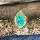 18kt Yellow Gold Black Opal 4ct Green Blue and diamond ring - Masterpiece Jewellery Opal & Gems Sydney Australia | Online Shop