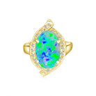 18kt Yellow Gold Black Opal 4ct Green Blue and diamond ring - Masterpiece Jewellery Opal & Gems Sydney Australia | Online Shop