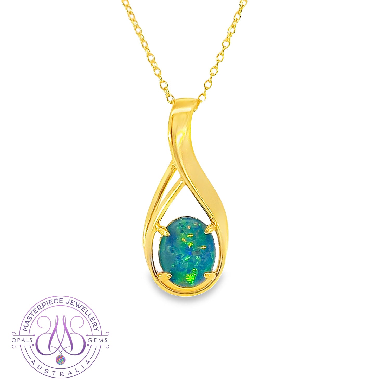 Gold plated sterling silver 10x8mm Opal triplet pendant - Masterpiece Jewellery Opal & Gems Sydney Australia | Online Shop