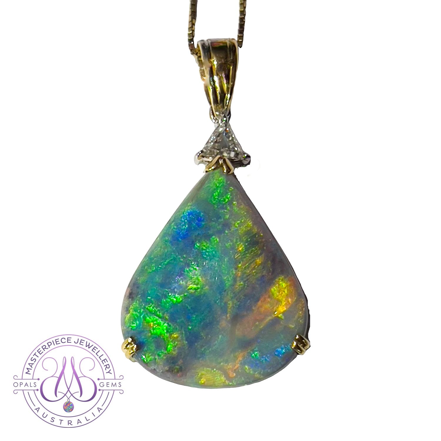 Amunet' Solid Black Opal Necklace in Gold - Black Star Opal