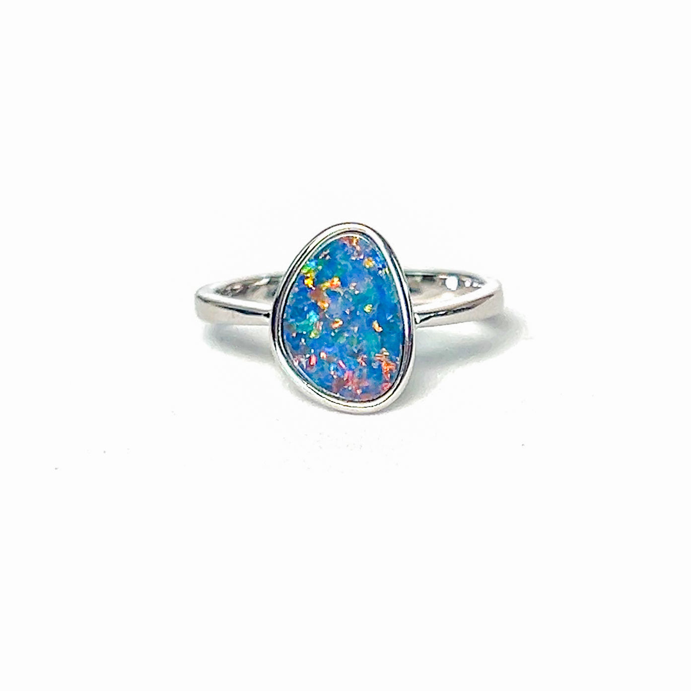 Sterling Silver bezel set freeform Opal doublet ring