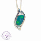 Sterling Silver Opal doublet wave shape slider pendant