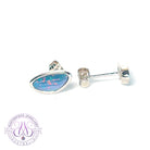 Sterling Silver freeform Opal doublet studs line pattern