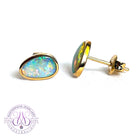 14kt Yellow Gold Black Opal 0.75ct bezel studs