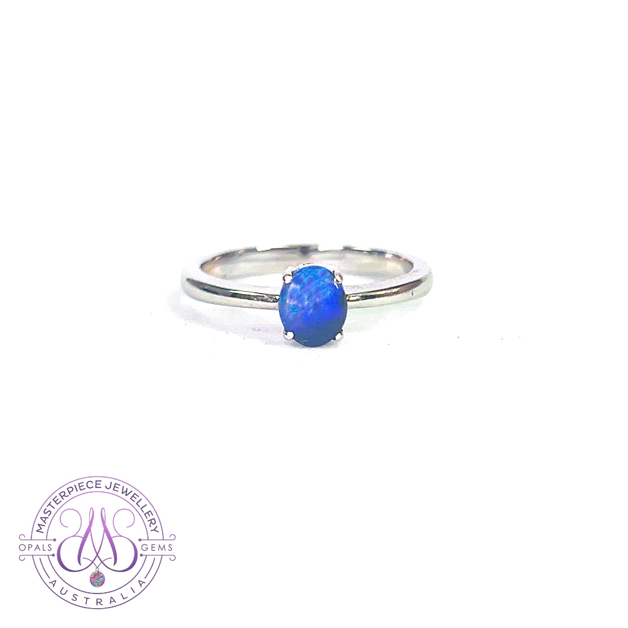 Sterling Silver Solitaire black opal 0.34ct ring 