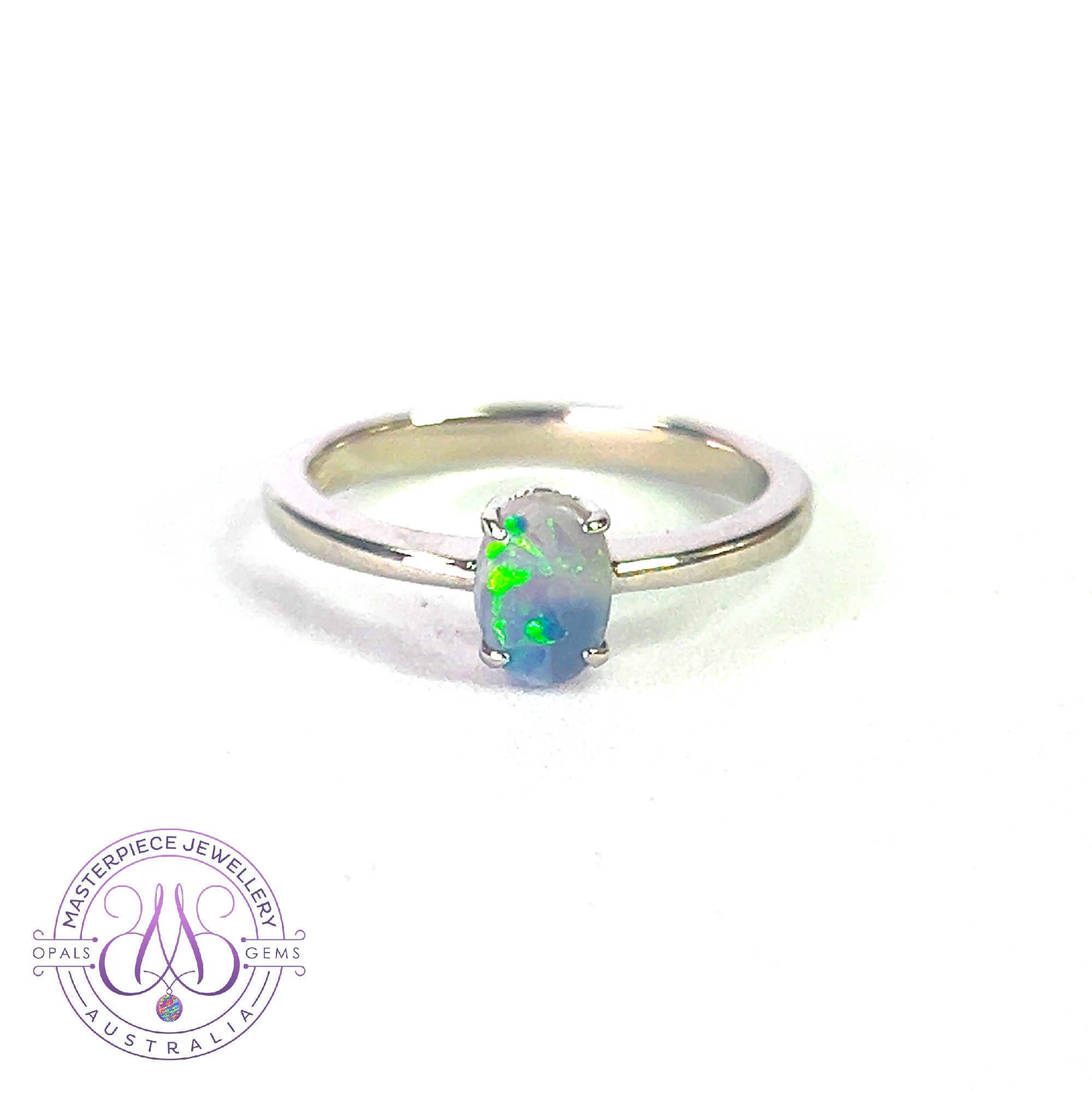 Sterling Silver Oval Black Opal 0.68ct solitaire ring