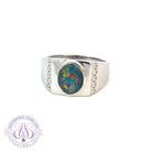 Sterling Silver 10x8mm Opal triplet bezel with cubic zirconia side set ring