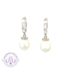 Sterling Silver drop 8mm South Sea Pearl huggie style earrings