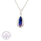 Sterling Silver Pear shape double frame pendant Opal doublet