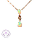Rose Gold plated silver dainty pearshape Crystal Opal necklace
