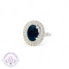 18kt White Gold double halo Black Opal and diamond ring