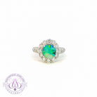 Platinum cluster Black Opal 1.56ct and diamond ring