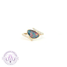 14kt Yellow Gold split shank Opal doublet and diamond ring