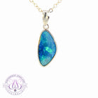 Sterling Silver Blue Green triangle shape Opal doublet pendant