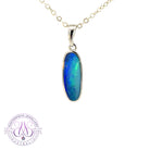 Sterling Silver Blue Green long oval Opal doublet pendant