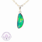 Sterling Silver Opal doublet Green Orange yellow pendant