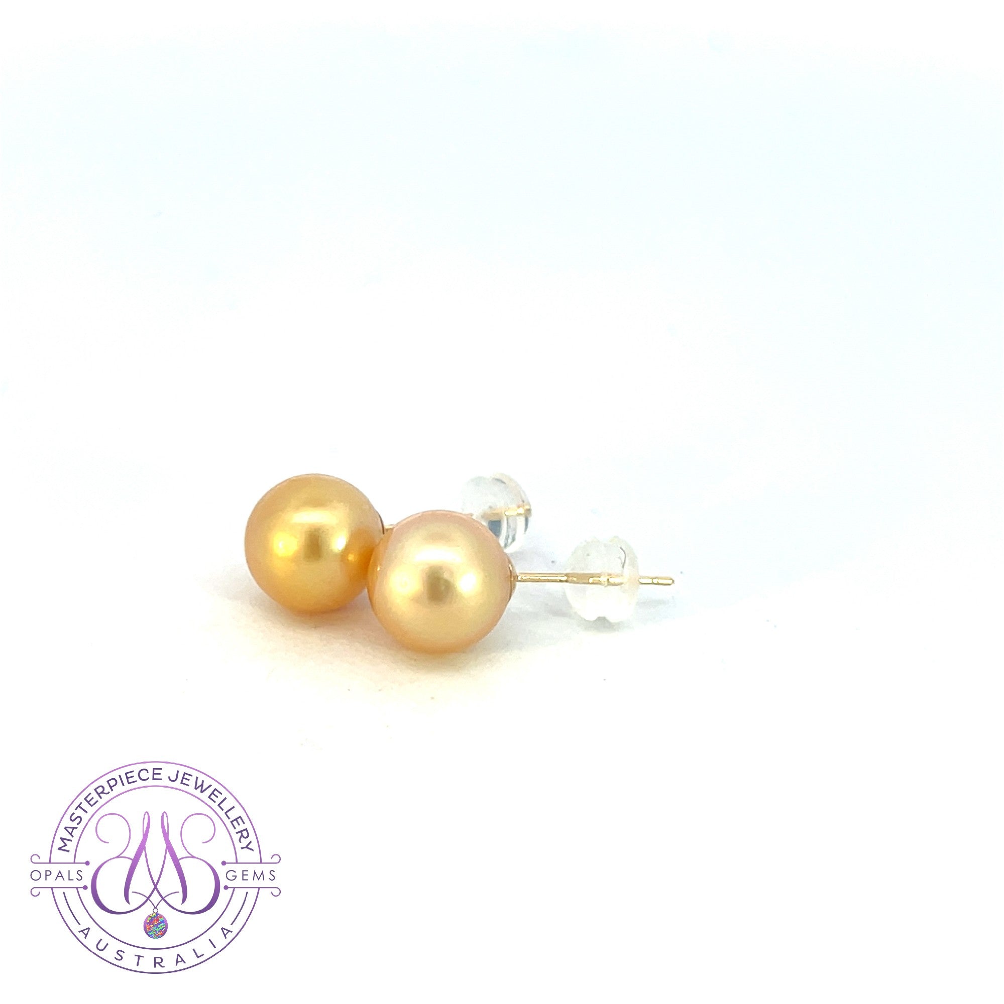 18kt Yellow Gold South Sea 8-9mm Golden Pearl studs