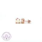 Rose Gold plated Sterling Silver Round 6mm White Opal claw studs