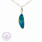 Sterling Silver Long thin freeform Blue Green Opal doublet pendant