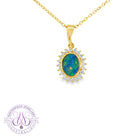 Gold Plated Sterling Silver Halo Opal doublet 8x6mm pendant 