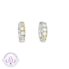 Sterling Silver Opal round huggie style earrings small
