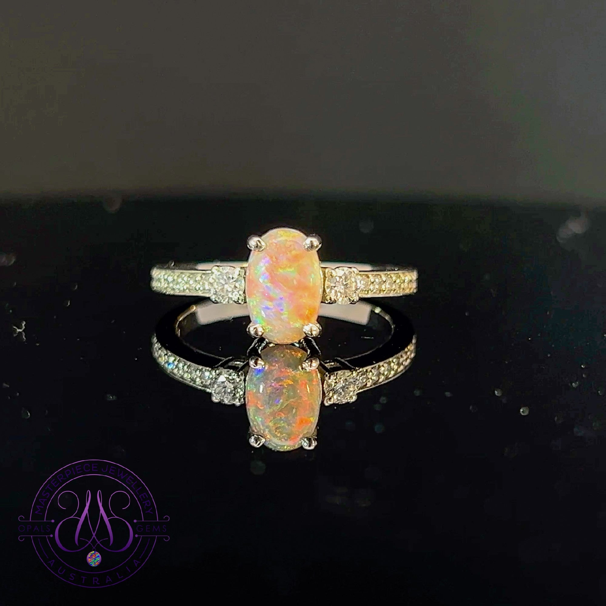 One Platinum Black Opal 0.97ct and diamond ring