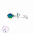 Sterling Silver Double bezel style Opal triple 10x8mm Cufflinks