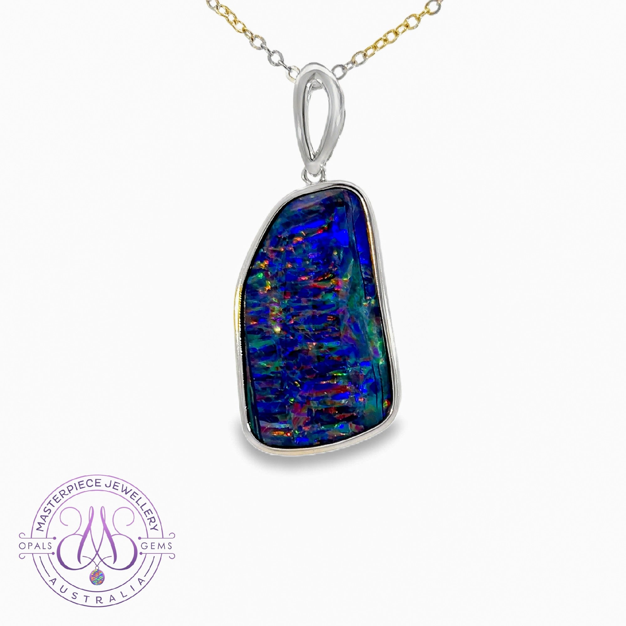 Sterling Silver Freeform 28x17mm Opal triplet pendant