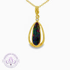 Gold Plated Sterling Silver Long shape Opal doublet pendant